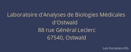 Laboratoire d'Analyses de Biologies Médicales d'Ostwald