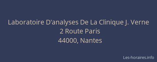 Laboratoire D'analyses De La Clinique J. Verne