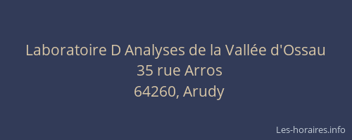 Laboratoire D Analyses de la Vall&eacute;e d'Ossau