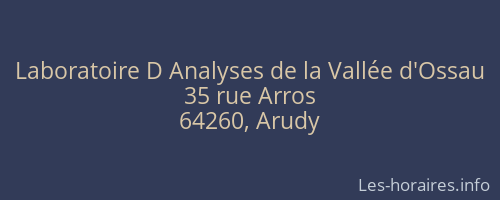 Laboratoire D Analyses de la Vallée d'Ossau