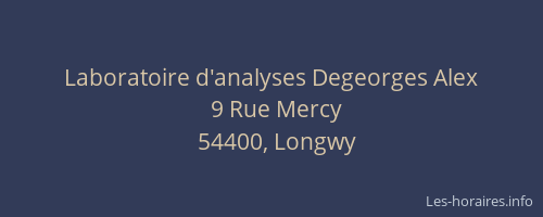 Laboratoire d'analyses Degeorges Alex