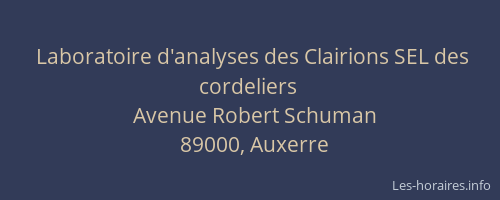 Laboratoire d'analyses des Clairions SEL des cordeliers
