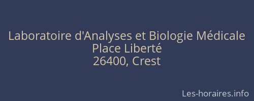 Laboratoire d'Analyses et Biologie M&eacute;dicale
