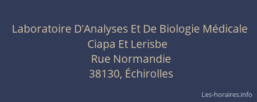 Laboratoire D'Analyses Et De Biologie Médicale Ciapa Et Lerisbe