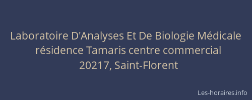 Laboratoire D'Analyses Et De Biologie M&eacute;dicale