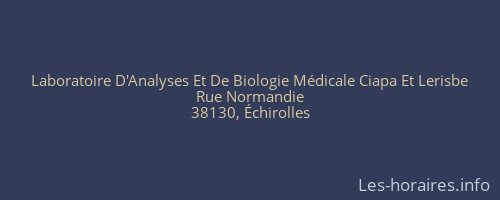 Laboratoire D'Analyses Et De Biologie Médicale Ciapa Et Lerisbe