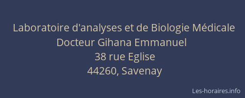 Laboratoire d'analyses et de Biologie Médicale Docteur Gihana Emmanuel