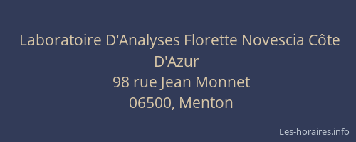 Laboratoire D'Analyses Florette Novescia Côte D'Azur