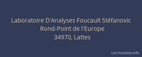 Laboratoire D'Analyses Foucault Stéfanovic