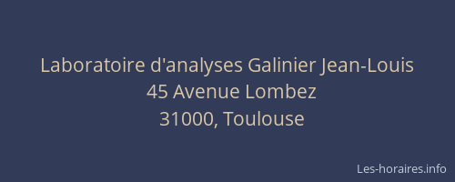 Laboratoire d'analyses Galinier Jean-Louis
