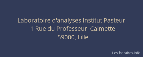 Laboratoire d'analyses Institut Pasteur