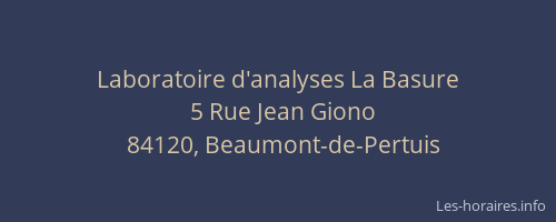 Laboratoire d'analyses La Basure
