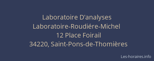 Laboratoire D'analyses  Laboratoire-Roudiére-Michel