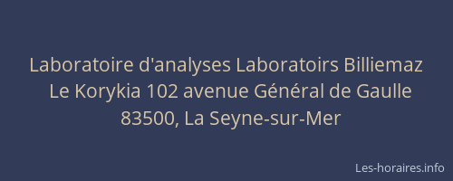 Laboratoire d'analyses Laboratoirs Billiemaz