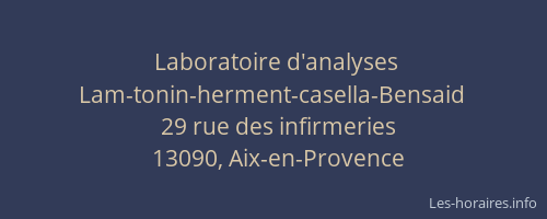 Laboratoire d'analyses Lam-tonin-herment-casella-Bensaid