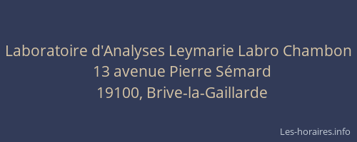 Laboratoire d'Analyses Leymarie Labro Chambon
