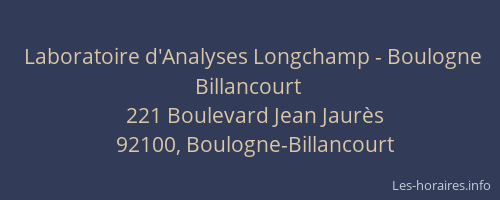 Laboratoire d'Analyses Longchamp - Boulogne Billancourt