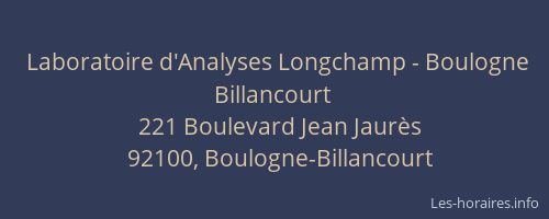Laboratoire d'Analyses Longchamp - Boulogne Billancourt