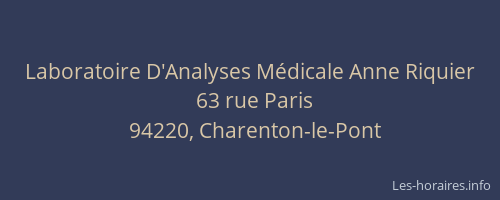 Laboratoire D'Analyses M&eacute;dicale Anne Riquier