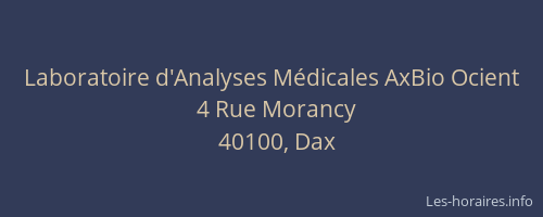 Laboratoire d'Analyses M&eacute;dicales AxBio Ocient