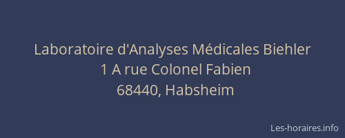 Laboratoire d'Analyses M&eacute;dicales Biehler