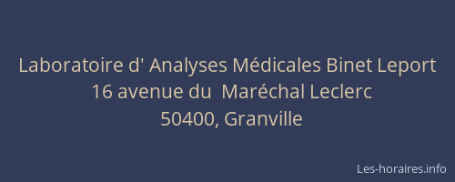 Laboratoire d' Analyses M&eacute;dicales Binet Leport
