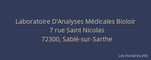 Laboratoire D'Analyses M&eacute;dicales Bioloir