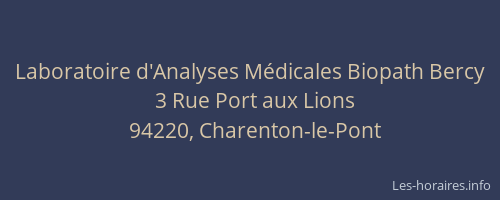 Laboratoire d'Analyses M&eacute;dicales Biopath Bercy