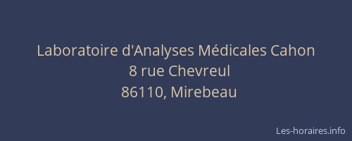 Laboratoire d'Analyses M&eacute;dicales Cahon