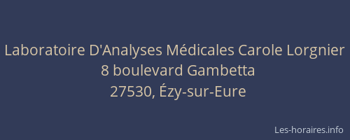 Laboratoire D'Analyses M&eacute;dicales Carole Lorgnier