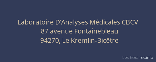 Laboratoire D'Analyses M&eacute;dicales CBCV