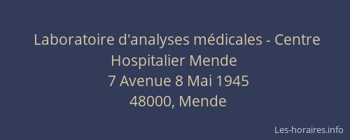 Laboratoire d'analyses m&eacute;dicales - Centre Hospitalier Mende