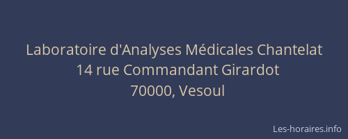 Laboratoire d'Analyses M&eacute;dicales Chantelat
