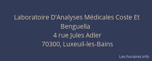 Laboratoire D'Analyses Médicales Coste Et Benguella