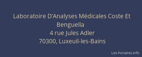 Laboratoire D'Analyses M&eacute;dicales Coste Et Benguella