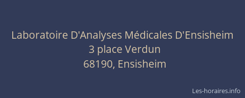 Laboratoire D'Analyses Médicales D'Ensisheim