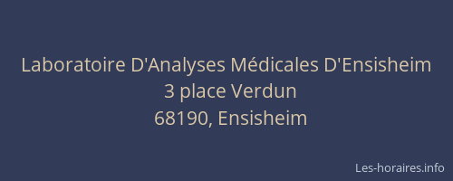 Laboratoire D'Analyses M&eacute;dicales D'Ensisheim
