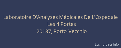 Laboratoire D'Analyses M&eacute;dicales De L'Ospedale