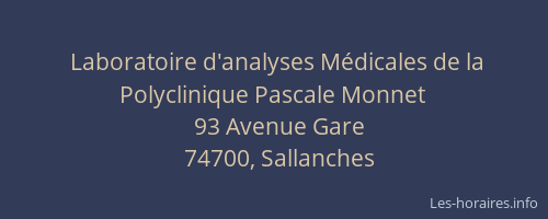 Laboratoire d'analyses Médicales de la Polyclinique Pascale Monnet
