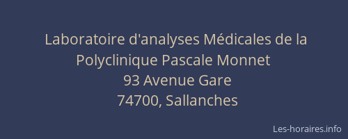 Laboratoire d'analyses M&eacute;dicales de la Polyclinique Pascale Monnet