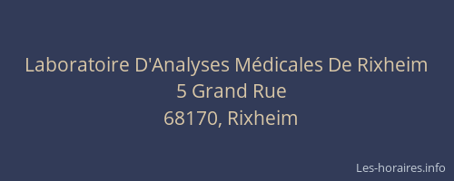 Laboratoire D'Analyses Médicales De Rixheim
