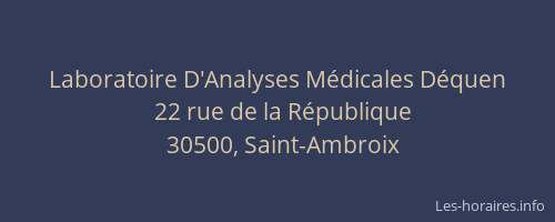 Laboratoire D'Analyses M&eacute;dicales D&eacute;quen