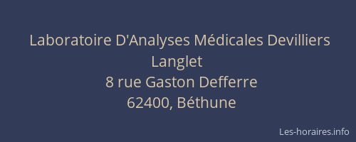 Laboratoire D'Analyses Médicales Devilliers Langlet