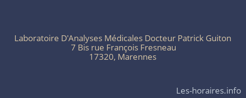 Laboratoire D'Analyses M&eacute;dicales Docteur Patrick Guiton