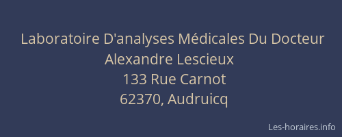 Laboratoire D'analyses M&eacute;dicales Du Docteur Alexandre Lescieux