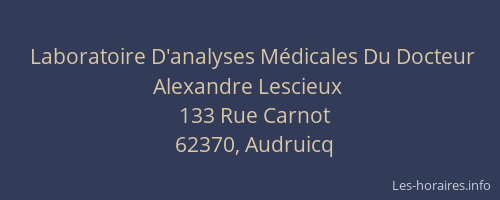 Laboratoire D'analyses Médicales Du Docteur Alexandre Lescieux