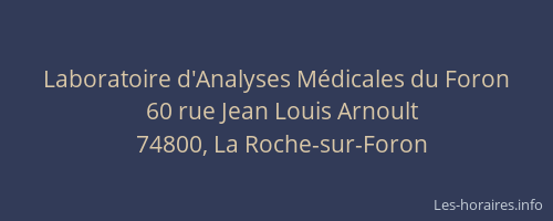 Laboratoire d'Analyses M&eacute;dicales du Foron