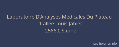 Laboratoire D'Analyses Médicales Du Plateau