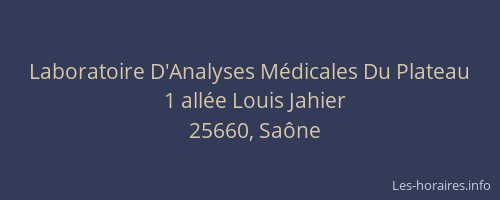 Laboratoire D'Analyses M&eacute;dicales Du Plateau