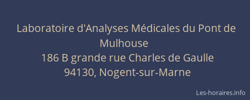 Laboratoire d'Analyses M&eacute;dicales du Pont de Mulhouse